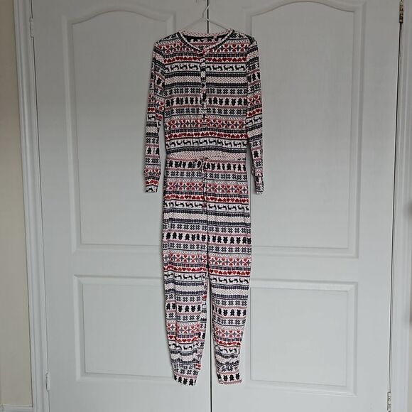 La Vie En Rose Ladies Onesies Lounge Wear With Long Sleeves Medium Red/White - Picture 1 of 16